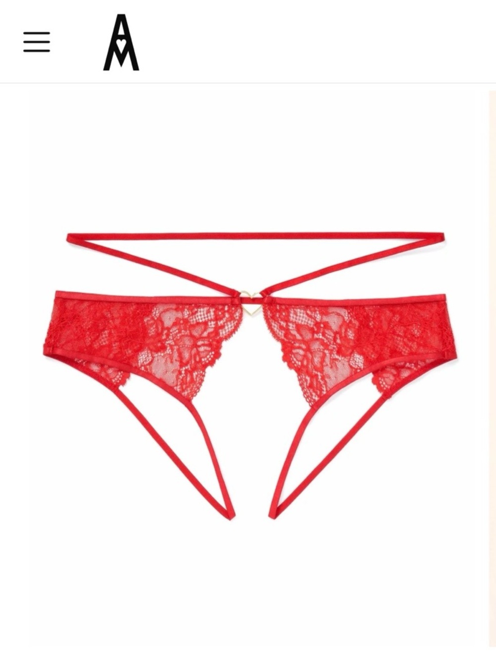 Adore Me Red Strappy Lace Cheeky Panty